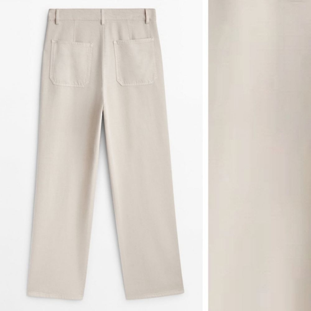 Massimo Dutti Beige 100% Lyocell Loose Fit Trousers - Picture 6 of 12